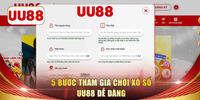 5 bước tham gia chơi xổ số UU88 dễ dàng